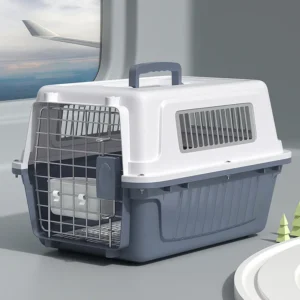 Portable Foldable Iron & Acrylic Pet Shipping Box Air Transport Standard Cat Dog Carrier for Travel