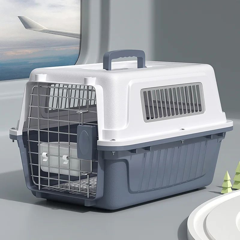 Portable Foldable Iron & Acrylic Pet Shipping Box Air Transport Standard Cat Dog Carrier for Travel