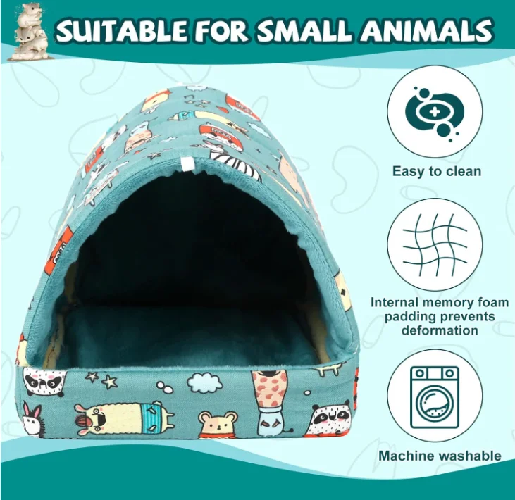 Portable Foldable Mini Hamster Hutch with Reusable Cloth Material Small Animal Supplies for Winter Cleaning