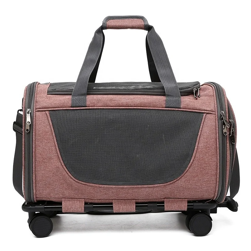 Portable Foldable Pet Carrier Bag for Cats and Dogs Large Capacity Lightweight Pull-Along Pet Travel Bag