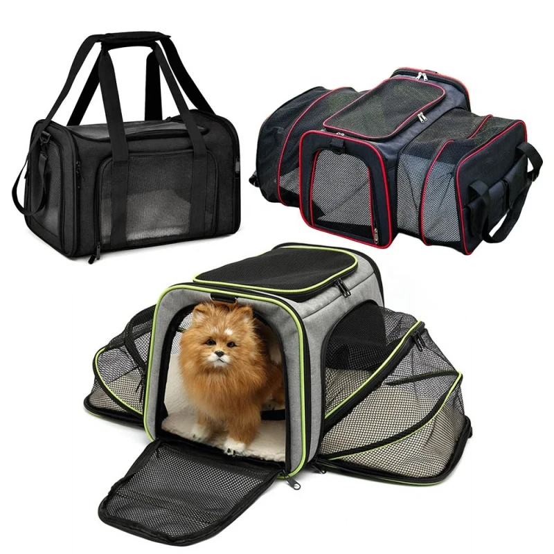 Portable Folding Expandable Soft-Sided Breathable Transport Airline Approved Cat Bag Pet Carrier Travel Products