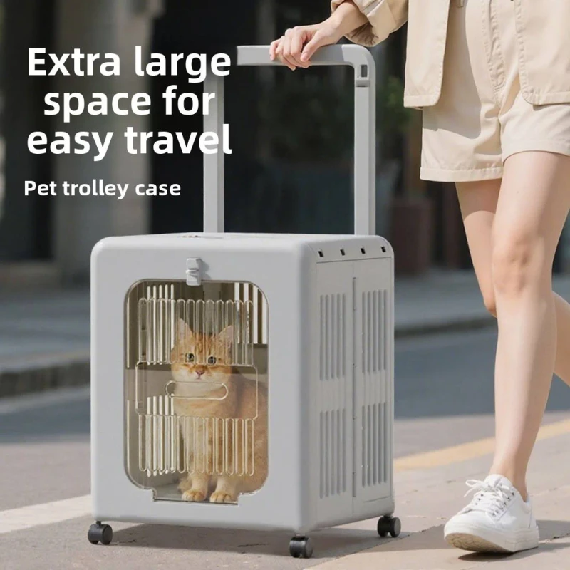 Portable Folding Pet Carrier for Cats and Small Dogs Breathable Airline Approved Pet Stroller for Outdoor Travel
