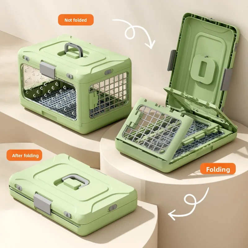 Portable Folding Polypropylene Pet Airline Carrier for Cat Breathable Car and Outdoor Travel