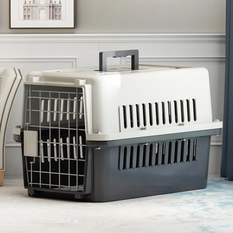 Portable Luxury Classic Metal Plastic Pet Travel Carrier for Dogs Cats Medium Large Breed Outdoor Use Folding China Standard