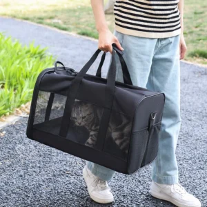 Portable Oxford Breathable Crossbody Zipper Lightweight Cat Dog Puppies Soft Sided Adjustable Foldable Airline Approved Carrier