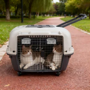 Portable Pet Airline Carrier with Wheels Dual Compartment Large Size for 2 Pets Small Medium Large Dogs Cats