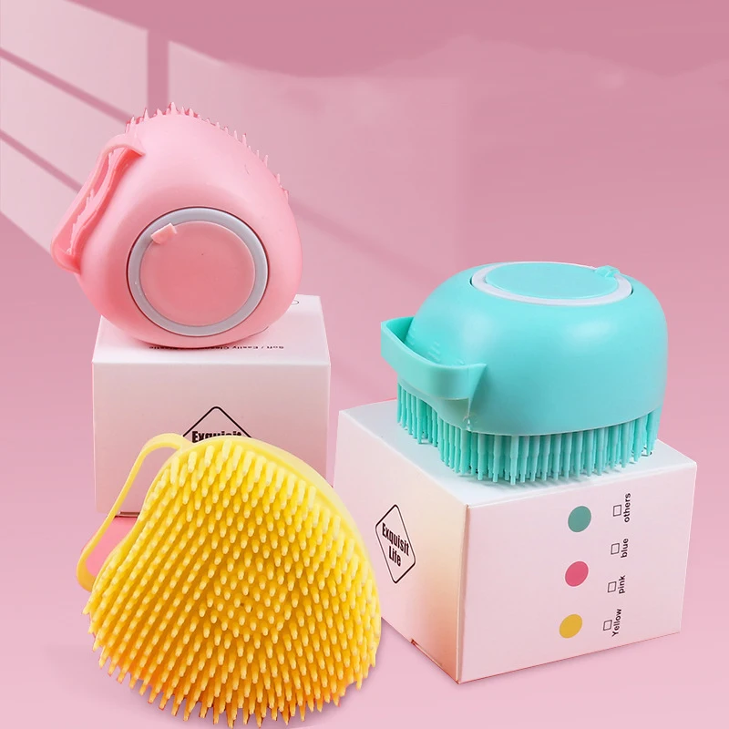 Portable Pet Bathing Scrubber Comfortable Shower Massage Silicone Rubber Dog Cleaning Brush