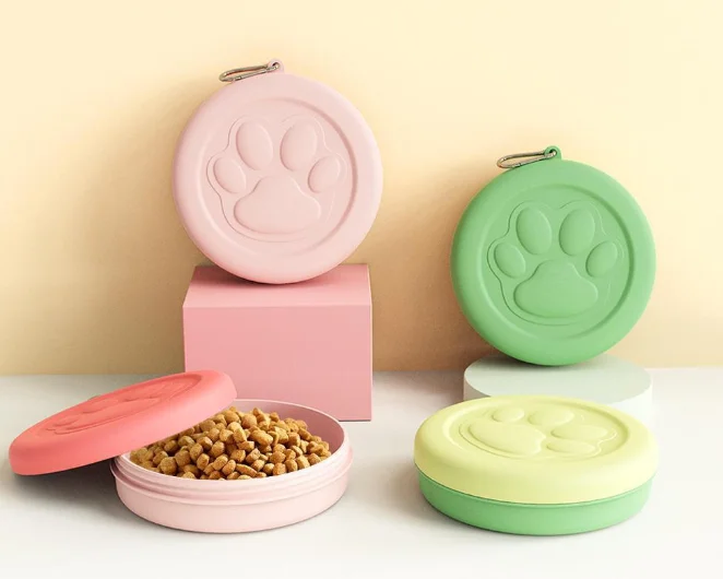 Portable Pet Bowl for Dogs & Puppies Outdoor Eating Feeder with Buckle Modern Cats Dogs Food Treat Water Bowl With Lid
