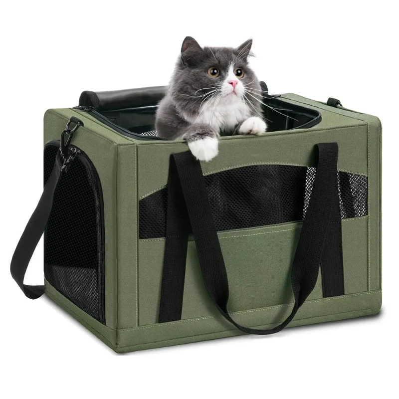 Portable Pet Carrier Airline Approved for Small Animals Breathable Soft Sided with Zippers Dog Cat Travel Bag