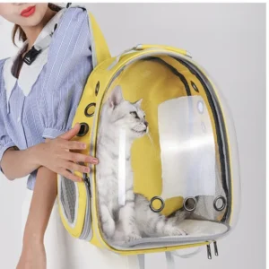 Portable Pet Carrier Transparent Cat and Dog Backpack with Zipper Closure Travel Poop Bag