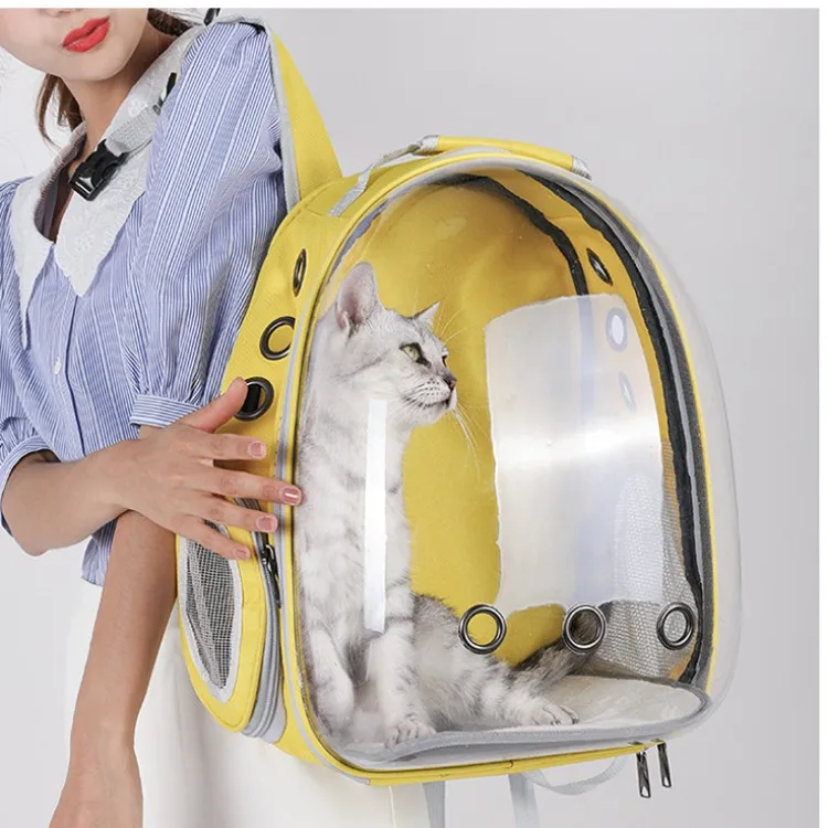 Portable Pet Carrier Transparent Cat and Dog Backpack with Zipper Closure Travel Poop Bag