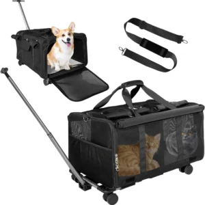 Portable Pet Outdoor Travel Products Extra Large Foldable Breathable Dog Cat Puppy Carrier Pet Stroller With Detachable Carrier