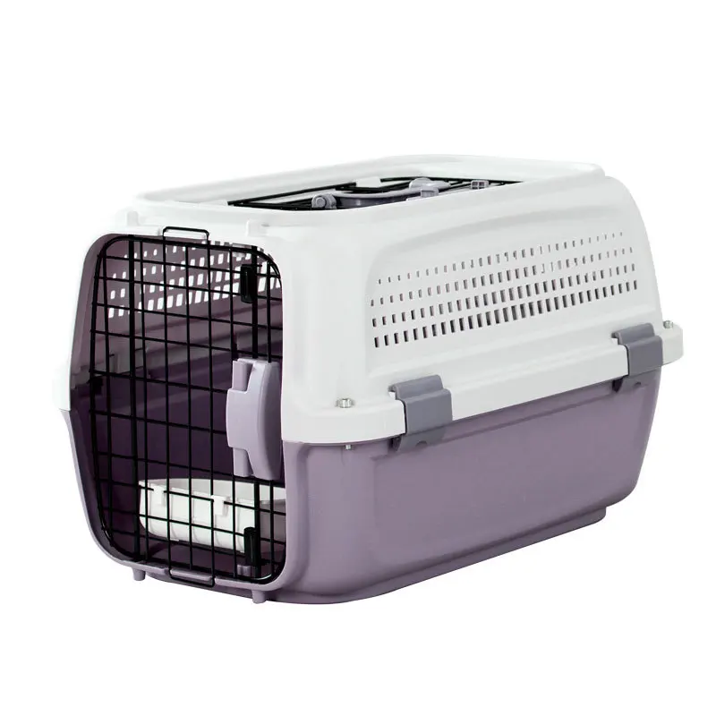 Portable Plastic Crate Airline Approved Pet Carrier Backpack Style Travel Products for Dogs Cats Button Closure