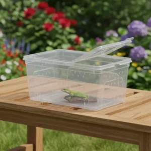 Portable Plastic Transparent Animal Habitat Cage Reptile Amphibian Supplies for Snake Breeding Turtle Transport Feeding Box
