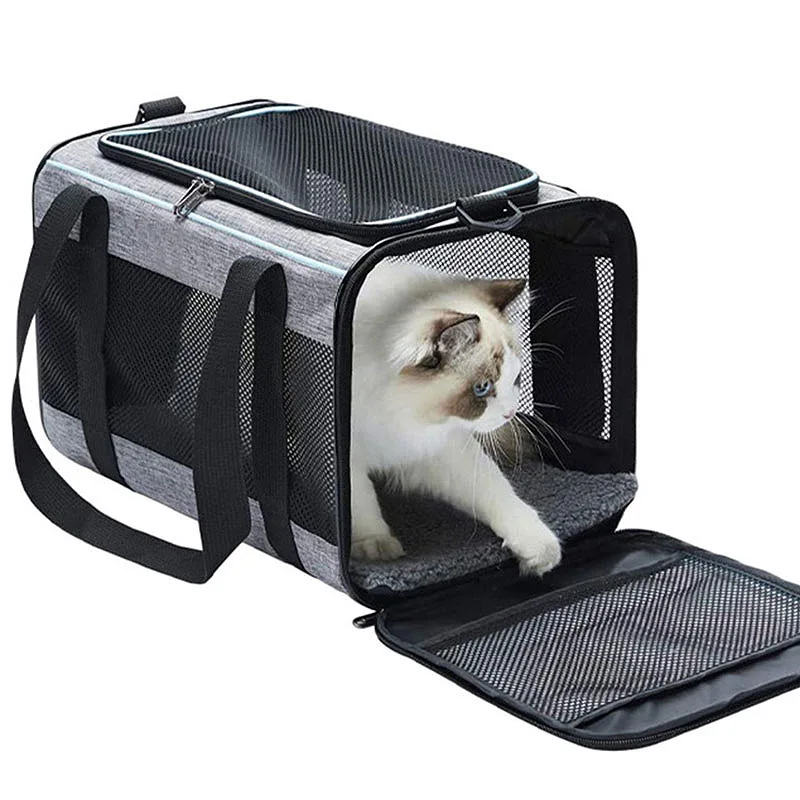 Portable Polyester Pet Carrier for Cats and Small Dogs for Car Travel and Outdoor Use