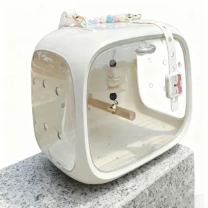 Portable Reusable Durable Stainless Steel & Plastic Bird Cage for Outdoor Use & Travel Parrot Bird Outing Supplies