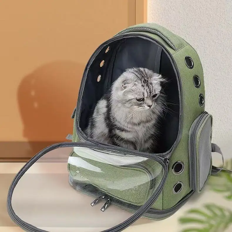 Portable Transparent Space Capsule Style Dual Shoulder Cat & Dog Pet Carrier 10kg Max Load Travel Bag