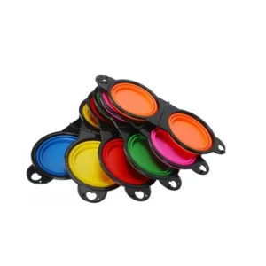 Portable Travel Pet Feeder Bowl 2 in 1 Expandable Silicone Pet Food Water Double Bowl Collapsible Dog Bowls