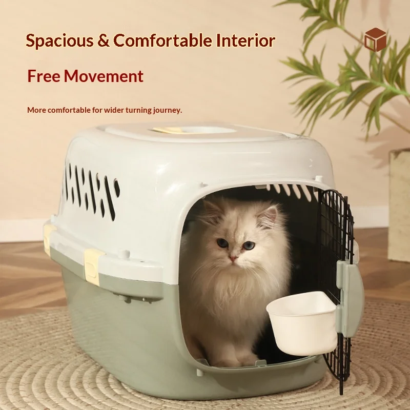 Portable Wrap Around Fashion Classic Pet Carrier Large Capacity Comfortable Travel Solution for Cats Dogs Plastic Airline Travel