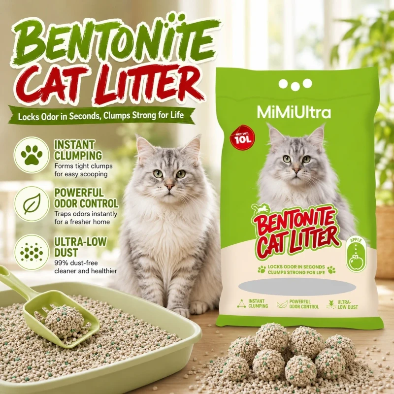 Premium Bentonite Cat Litter Fast Clumping Low Dust Odor Control OEM Pet Litter Mascotas