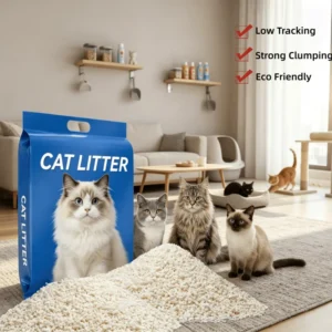 Premium Biodegradable Flushable Eco Friendly Cassava Cat Litter Strong Water Absorption Dust Free Fast Clumping Cat Litter