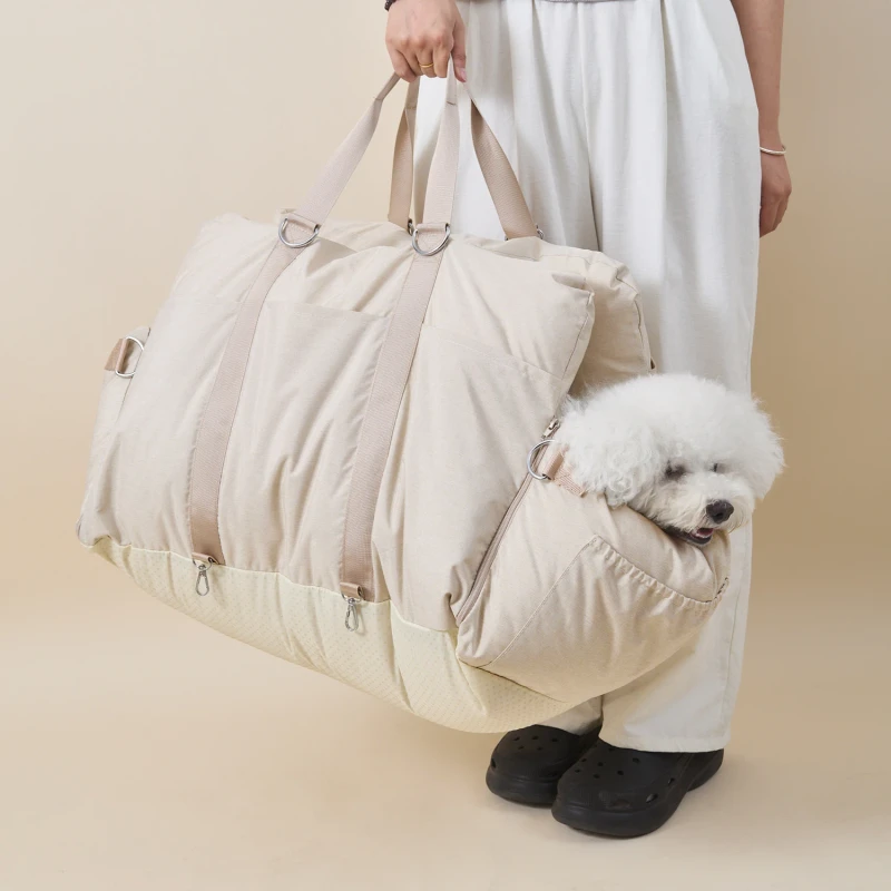 Premium Dog Car Seat All Safe Cozy Travel Bed Carrier for Small Dogs Puppies 25 Lbs Clip On Leash Storage Pockets