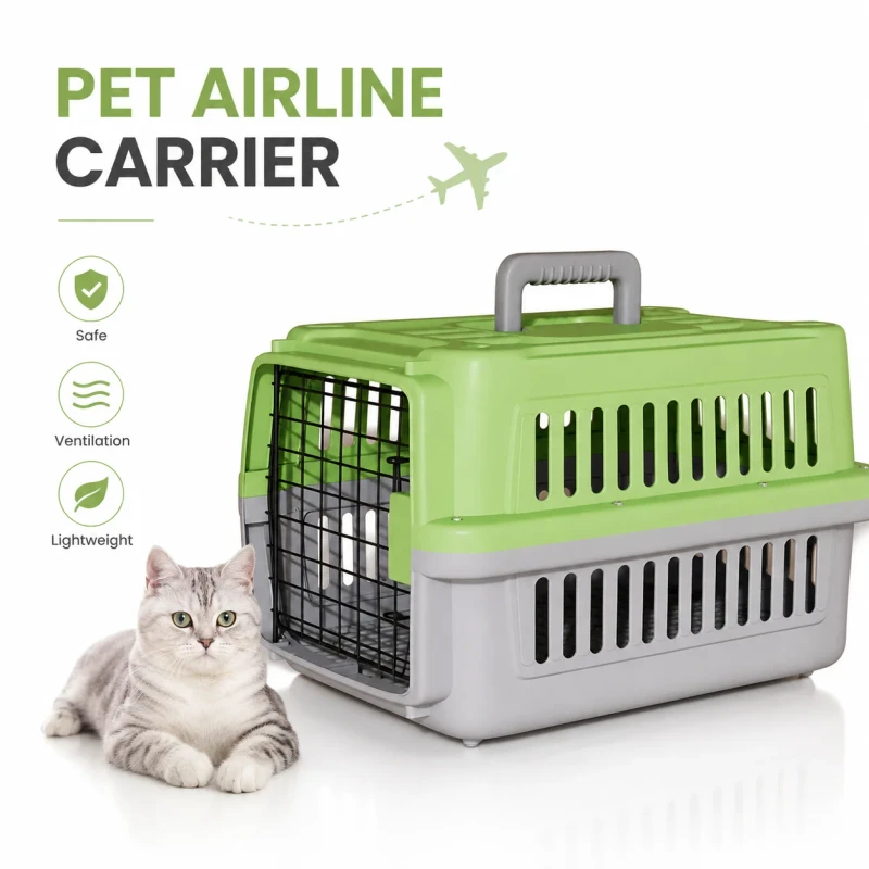 Premium Durable PP Pet Travel Carrier Airline Approved Cat Dog Crate with Safety Lock and Breathable Design for Car and Flight