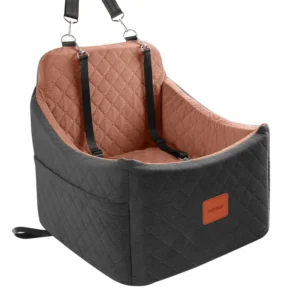 Premium Modern Solid Elevated Car Dog Carrier for Small Dogs Luxury Booster Bed Adjustable Safety Harness Removable Washable