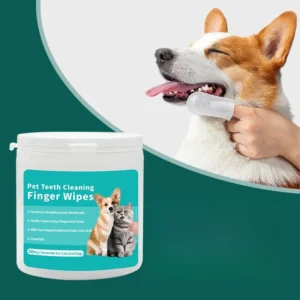 Premium Pet Teeth Cleaning Wipes Non Irritating Dog Oral Care Wet Wipes Biodegradable Finger Cleaning for Cats and Dogs