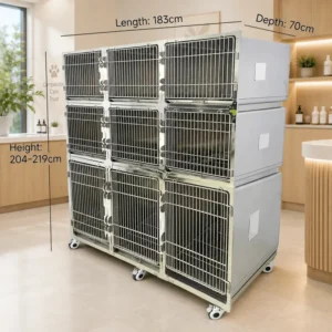 Premium Veterinary Equipment Stainless Steel Pet Cage Mobile Dog Cat Kennel for Surgery and Recovery Room