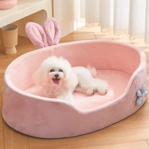 Princess XL Rectangle Solid Cat & Dog Bed Semi Enclosed Pink Keeps Warm Deep Sleeping Super Soft Machine Washable
