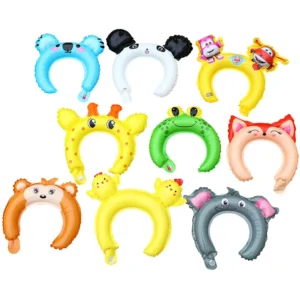 Printed Single Foil Balloon Headband Mylar Animal Cartoon Toy Gift for Kids Unisex Mixed Color