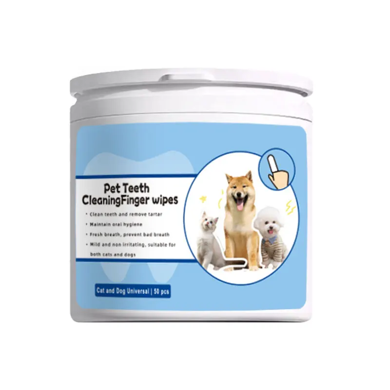 Private Label Custom Deodorizing Cleaner Wet Wipes Pet Grooming Dog Dental Finger Wipes