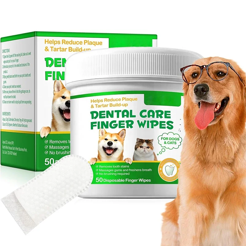 Private Label Hypoallergenic 50pcs Organic Dog Cat Paw Ear Eye Teeth Clean Grooming Wet Wipe for Pets