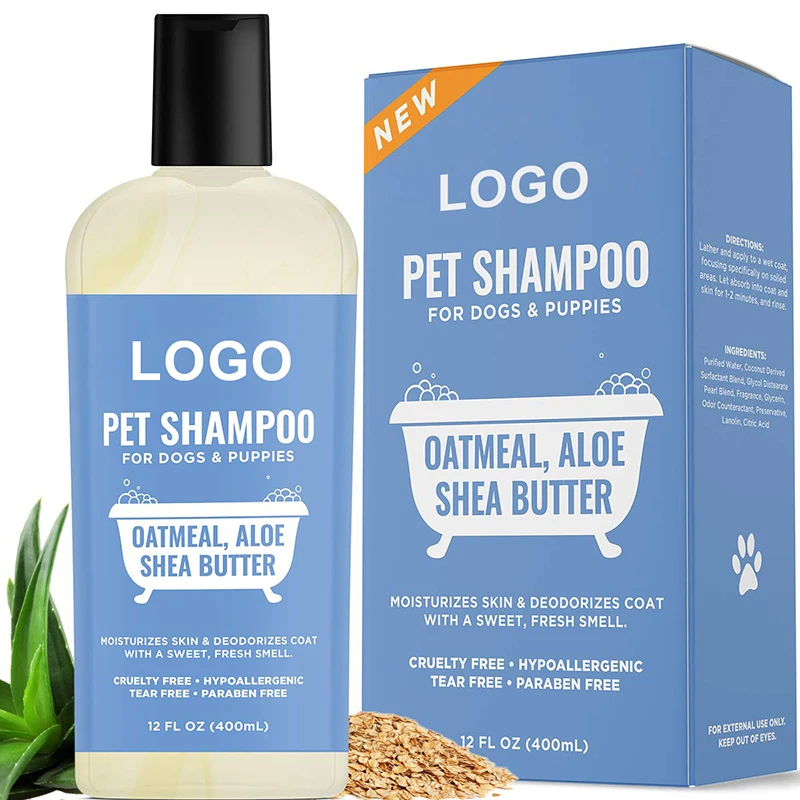 Private Label Natural Oatmeal Aloe Puppy Pet Shampoo Grooming Skin Treatment Organic Shampoo for Dogs Cat