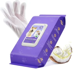Private Label No Rinse Hypoallergenic Deodorizing Pet Cleaning Bathing Gloves Wet Wipes for Dogs and Cats