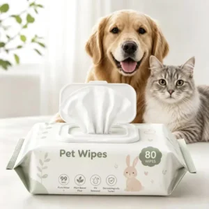 Private Label No Rinse Hypoallergenic Deodorizing Pet Cleaning Bathing Wet Wipes for Dogs and Cats