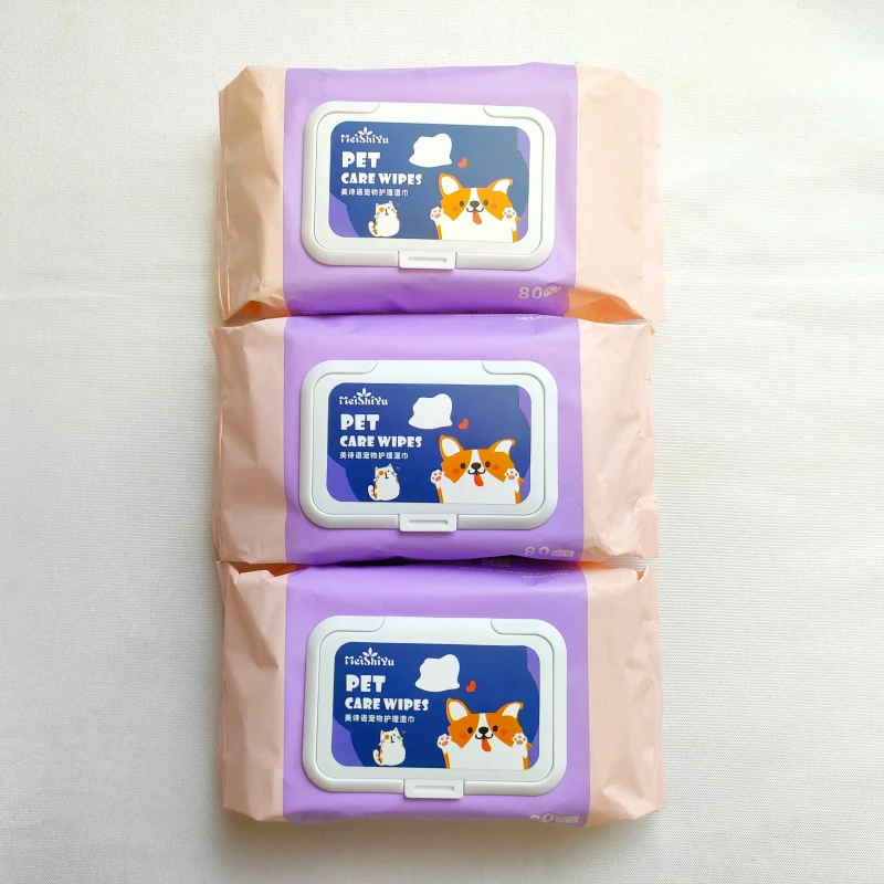 Private Label Organic Cotton Eye Ear Cleaning Wet Wipes for Pets Eco Friendly Biodegradable Cat Dog Pet Wet Wipes