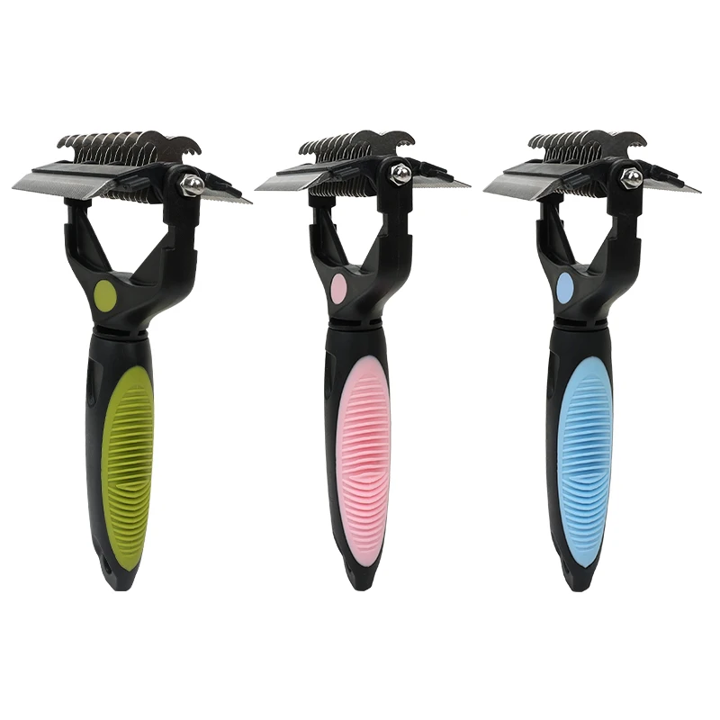 Professional 3-in-1 Pet Cat Dog Hair Dematting & Deshedding Grooming Undercoat Rake Comb Brush Tool