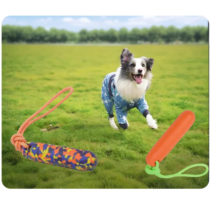 Professional Dog Trainers' Eco-Friendly Durable EVA Material Agility Training Chew Toy with 32cm Rope Ham Bite Stick