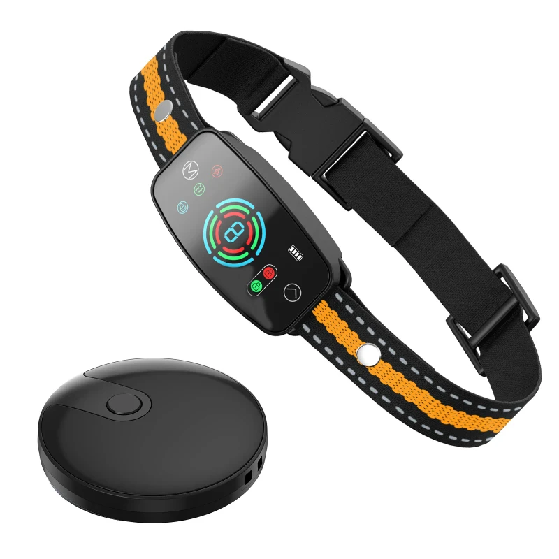 Smart Rechargeable Waterproof Dog Collar with Remote Tag Anti Barking Bark Control Intelligent Anti Barking Made of Plastic