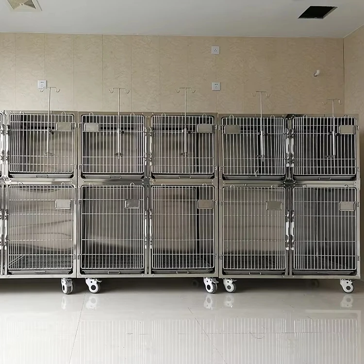 Professional Novelty Stainless Steel Solid Pattern Stackable Breathable Large Dog Kennel Cage Modular Crates