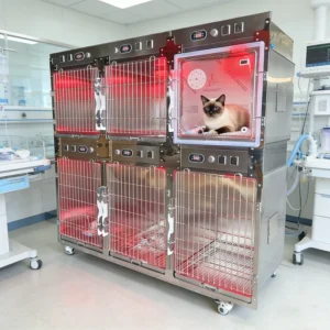 Professional Stainless Steel Pet Hospital Cage for Dogs Cats with ICU Oxygen Treatment and Hospitalization Veterinary Equipment