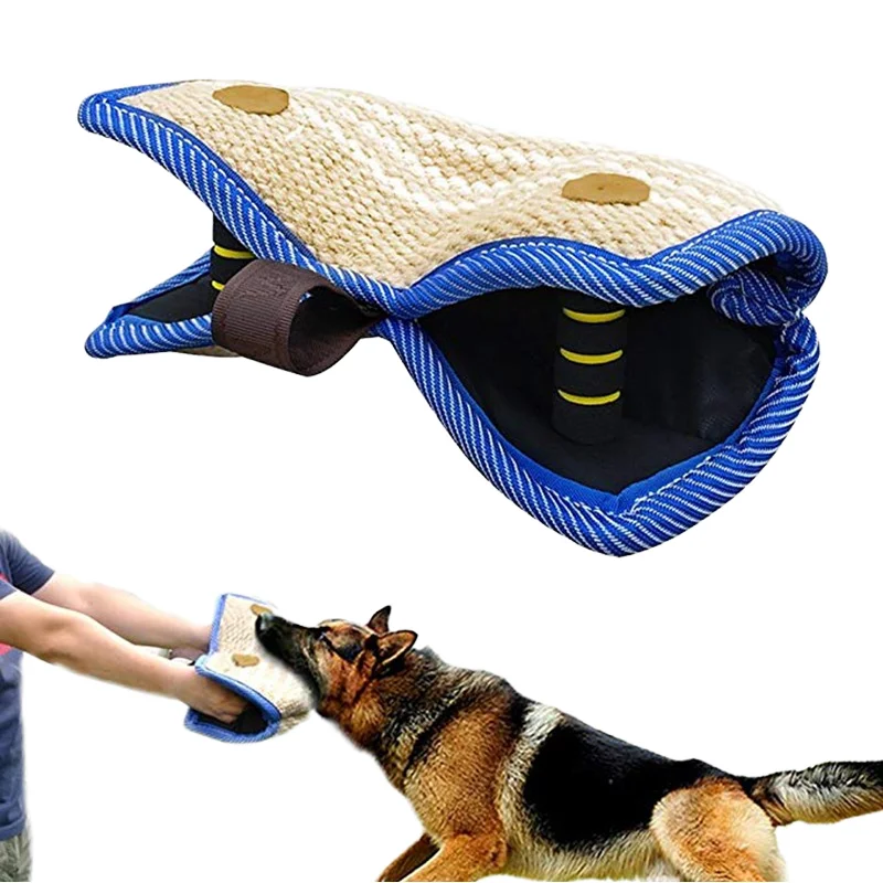Professional Training Pillow Dog Bite Tug Durable Hemp Jute Chew Resistant Handles Agility Equipment Pet Training Supplies