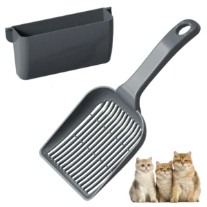 Professional and Ergonomic Cat Litter Scoop Set with Wall Mount Holder Reduces Litter Waste and Hand Strain Fits All Litter Boxes