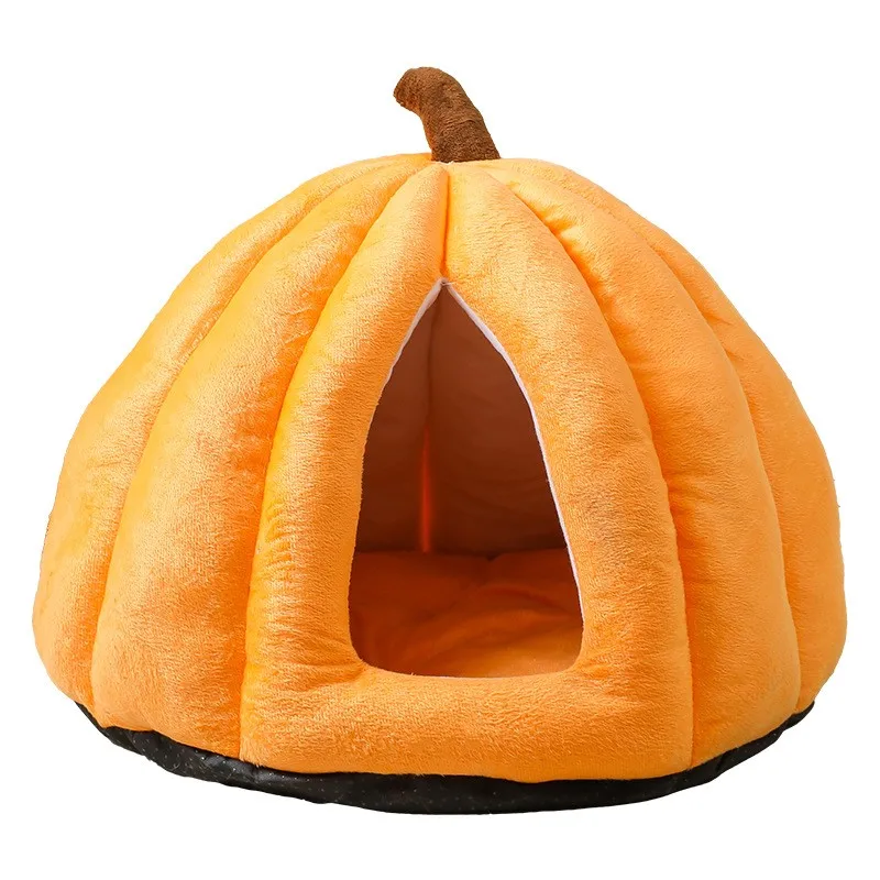 Pumpkin Cat Bed Pet Houses & Furniture Small Dog Beds Cages Warm Soft Fleece Pet Home