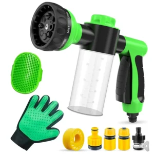 Pup Jet Eco-Friendly 5-Piece Plastic Dog Wash Set Includes Jet Foam Sprayer Nozzle Connector Shower Spray Gun for Pet Bathing