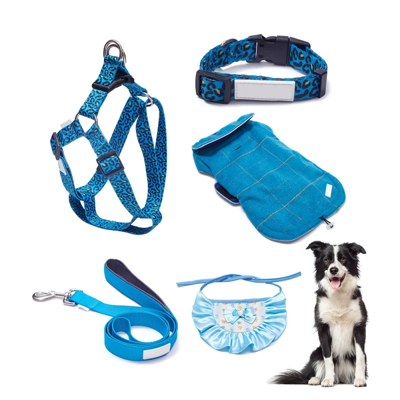 Puppy Accessories Blue Dog Harness With Pet Leashes Collars Kit