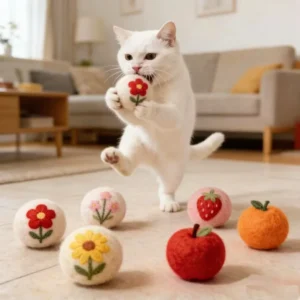 Pure Wool Silent Cartoon Eco Friendly Cat Balls Self Entertainment Boredom Relief Toys Cat Teaser Pet Products