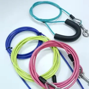 Pvc Spring Steel Wire Rope Long Nylon Pet Leash Dog Tie Out Cable Pet Leash Lead Leash Dog